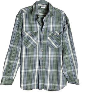 Carhartt Green Plaid Flannel Button Up Shirt Men’s XL Long Sleeve Workwear